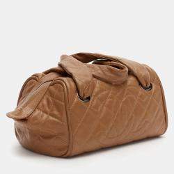 Pre Owned Chanel Brown Quilted Caviar Leather Timeless Bowler Bag