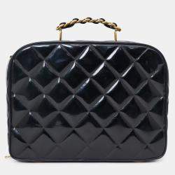 مملوكة مسبقًا حقيبة شانيل فانتي جلد براءات اختراع أسود حجم كبير