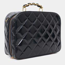 مملوكة مسبقًا حقيبة شانيل فانتي جلد براءات اختراع أسود حجم كبير