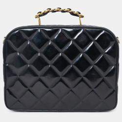 مملوكة مسبقًا ح�قيبة شانيل فانتي جلد براءات اختراع أسود حجم كبير