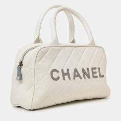 Pre Owned Chanel 2000-02 White Canvas Mini Bowler Bag