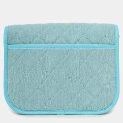 Pre Owned Chanel 2021 Blue Denim Quilted CC Small Messenger Flap Bag