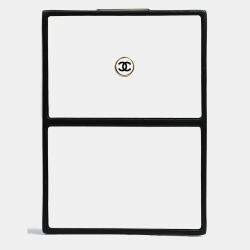 Pre Owned Chanel Black/White Leather No. 5 Perfume Clutch Evening Clutch