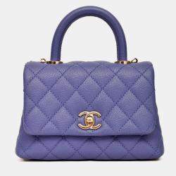 مملوكة مسبقًا Chanel 2020 Purple Caviar Leather Mini Coco Top Handle