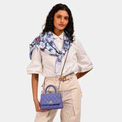 مملوكة مسبقًا Chanel 2020 Purple Caviar Leather Mini Coco Top Handle