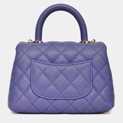 مملوكة مسبقًا Chanel 2020 Purple Caviar Leather Mini Coco Top Handle