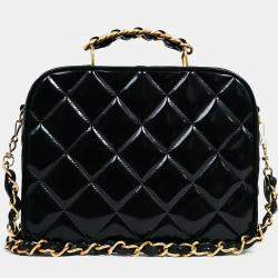 مملوكة مسبقًا Chanel 1994-96 Black Patent Leather Large Vanity Case