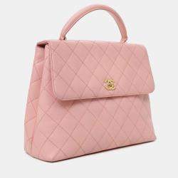 Pre Owned Chanel 2003-04 Pink Caviar Leather Kelly Top Handle Bag