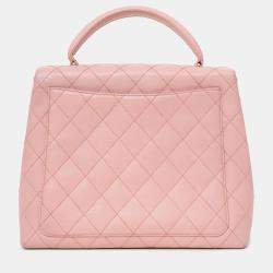 Pre Owned Chanel 2003-04 Pink Caviar Leather Kelly Top Handle Bag