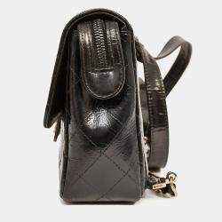 مملوكة مسبقًا حقيبة ظهر شانيل 1996-7 جلد مبطن أسود بسحاب (مجدد)