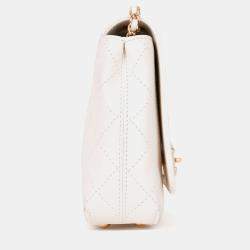 Pre Owned حقيبة شانيل قلاب سي سي مغطى جلد أبيض صغيرة 2018/19