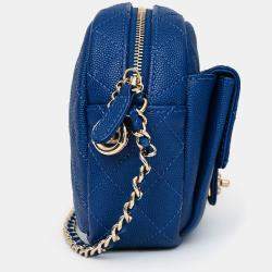Pre Owned Chanel 2019 Dark Blue Caviar Camera Bag GHW