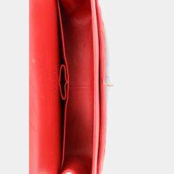 Pre Owned حقيبة شانيل ٢٠١٢-١٣ حمراء جلد الحمل كلاسيكية كبيرة مزدوجة القلاب