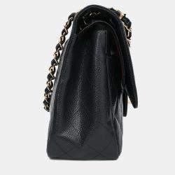 مملوكة مسبقًا Chanel 2011-12 Black Caviar Leather Classic Jumbo Double Flap GHW