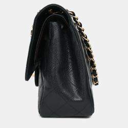 مملوكة مسبقًا Chanel 2011-12 Black Caviar Leather Classic Jumbo Double Flap GHW