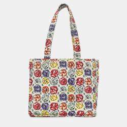 Pre Owned Chanel White/Multicolour Floral Print CC Mini Tote