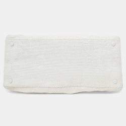 Pre Owned Chanel 2000-02 White Raffia Chain Beach Tote With Pouches