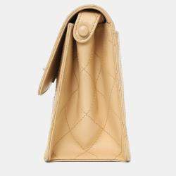 Pre Owned حقيبة كتف شانيل مبطنة CC باللون البيج