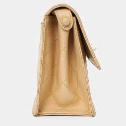 Pre Owned حقيبة كتف شانيل مبطنة CC باللون البيج