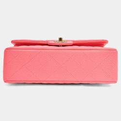 مملوكة مسبقًا Chanel 2025 Hot Pink Caviar Small Double Flap Shoulder Bag