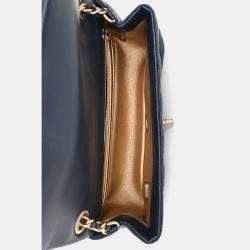 Pre Owned Chanel 2019-20 Navy Lambskin Leather Mini Rectangular Pearl Crush Flap Bag