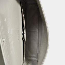 Pre Owned حقيبة كتف شانيل 2012/13 رمادي لامع كبيرة مبطنة مزدوجة الغطاء