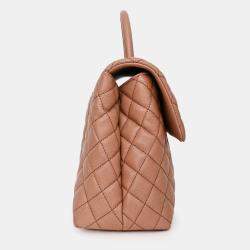 Pre Owned حقيبة شانيل 2016-2017 جلد كافيار بني بمقبض علوي وكبيرة بحزام