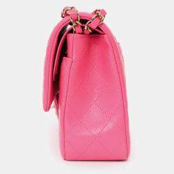مملوكة مسبقًا Chanel Pink Caviar Leather Medium Classic Double Flap Shoulder Bag