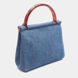 مملوكة مسبقًا Chanel Denim Vintage Resin Top Handle Bag 