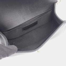 Pre Owned Chanel Boy Small Pearl Black Leather Shoulder Bag