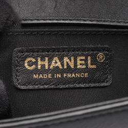 Pre Owned Chanel Boy Small Pearl Black Leather Shoulder Bag