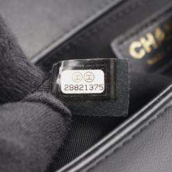 Pre Owned Chanel Boy Small Pearl Black Leather Shoulder Bag