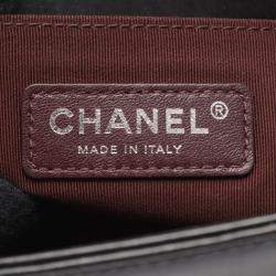 Pre Owned Chanel Boy Small Black Leather Shoulder Bag