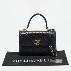 مملوكة مسبقًا حقيبة شانيل سي سي تريندي جلد أسود مبطن صغيرة بيد علوية