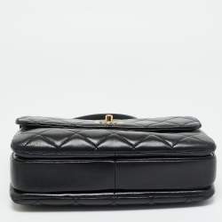 مملوكة مسبقًا حقيبة شانيل سي سي تريندي جلد أسود مبطن صغيرة بيد علوية