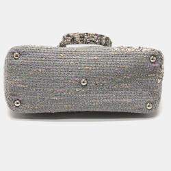 Pre Owned حقيبة يد توتس شانيل سي سي كوكو مارك كامبون لاين قماش تويد أرجواني كبيرة