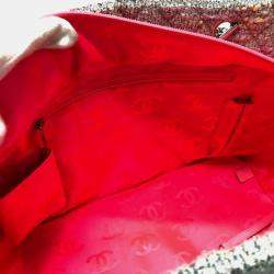 Pre Owned حقيبة يد توتس شانيل سي سي كوكو مارك كامبون لاين قماش تويد أرجواني كبيرة