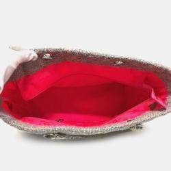 Pre Owned حقيبة يد توتس شانيل سي سي كوكو مارك كامبون لاين قماش تويد أرجواني كبيرة