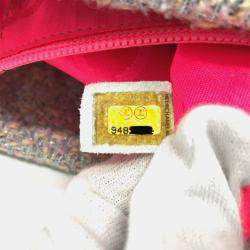 Pre Owned حقيبة يد توتس شانيل سي سي كوكو مارك كامبون لاين قماش تويد أرجواني كبيرة