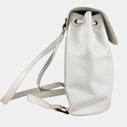 Pre Owned Chanel Backpack In Caviar Skin Leather White