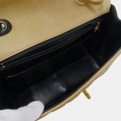 Pre Owned Chanel Mademoiselle Black, Beige Lambskin Leather Shoulder Bag