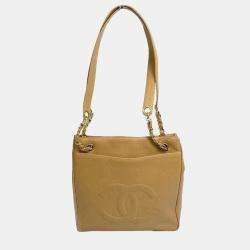 مملوكة مسبقًا Chanel Cc Coco Mark Chain Tote Bag Shoulder Caviar Skin Beige
