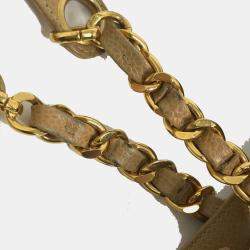 مملوكة مسبقًا Chanel Cc Coco Mark Chain Tote Bag Shoulder Caviar Skin Beige