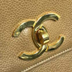 مملوكة مسبقًا Chanel Cc Coco Mark Chain Tote Bag Shoulder Caviar Skin Beige