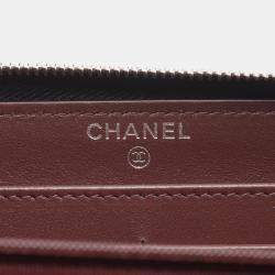 مملوكة مسبقًا Chanel Classic Matelasse Long Black Grained Calfskin Leather Round Zip Wallet