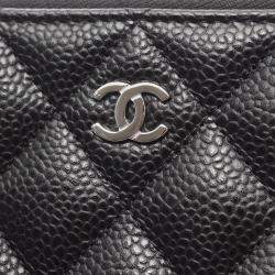 مملوكة مسبقًا Chanel Classic Matelasse Long Black Grained Calfskin Leather Round Zip Wallet