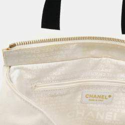 مملوكة مسبقًا Chanel Coco Mark Marshmallow Bag Tote Handbag Canvas Ivory White Black