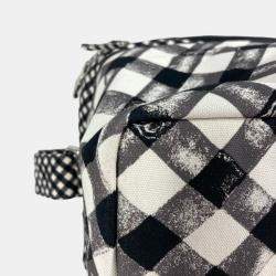 Pre Owned Chanel White Black Fabric Bag