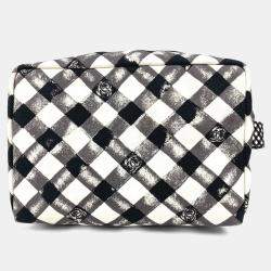 Pre Owned Chanel White Black Fabric Bag