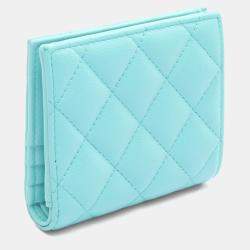 Pre Owned محفظة شانيل مطواة صغيرة جلد عجل حبة خضراء